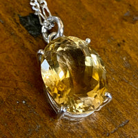 Citrine in sterling silver pendant necklace
