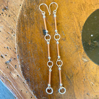 Super long copper and silver earrings