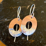 Copper and fine silver oval disc earrings