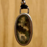 Moss agate in silver necklace/pendant