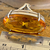 Vintage amber glass sterling silver statement ring