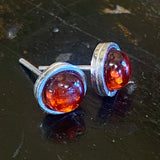 Garnet and silver studs