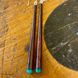 Chopstick and jade earrings
