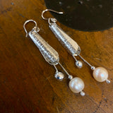 Fine silver and vintage pearl earrings