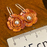 Copper and fine silver flower earrings
