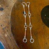 Super long copper and silver earrings