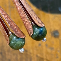 Copper and pounamu earrings