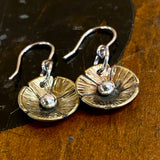 Brass and silver flower earrings