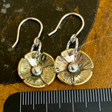 Brass and silver flower earrings