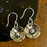 Brass and silver flower earrings